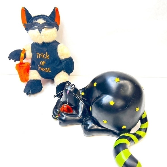 Halloween Trick or Treat Bear & Wooden Fat Cat - Picture 3 of 5